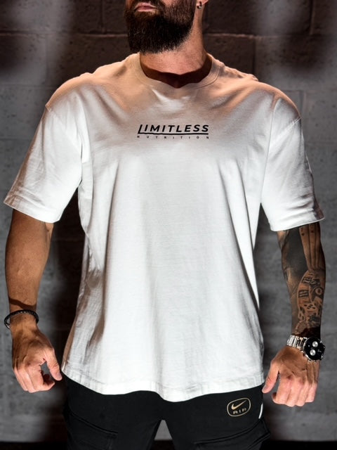 Limitless - T-Shirt Oversize Logo Gothique Blanc & Noir