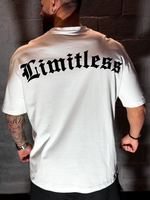 Limitless - T-Shirt Oversize Logo Gothique Blanc & Noir